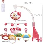 Mini Tudou Baby Crib Mobile with Music and Lights,360°Rotation Remote Control Musical Mobile for Crib with 400 Lullabies,Projection Night Light and Chewable Rattle Toy,Crib Mobile for Girls and Boys