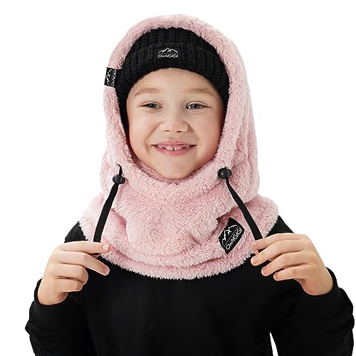 OWNGIGI Balaclava Ski Mask for Kids, Winter Windproof Face Mask for Cold Weather, Fleece Hooded Scarf Head Cover Neck Warmer