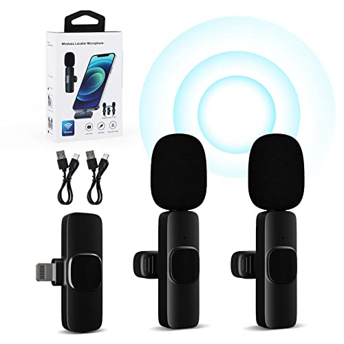 Javik 2 Pack Wireless Lavalier Microphone For Iphone Ipad Noise Reduction Clip On Microphone Auto Sync Mini Lapel Microphone For Video Recording, Youtube, Interview, Vlog, Tiktok, Live #TOP7