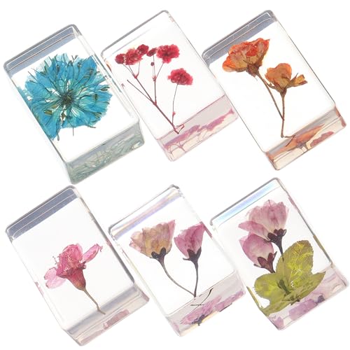 Presse-papiers résine ambre fleurs séchées idée cadeau originale