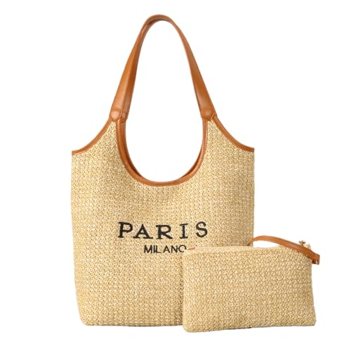 OWGSEE Straw Tote with Coin Purse