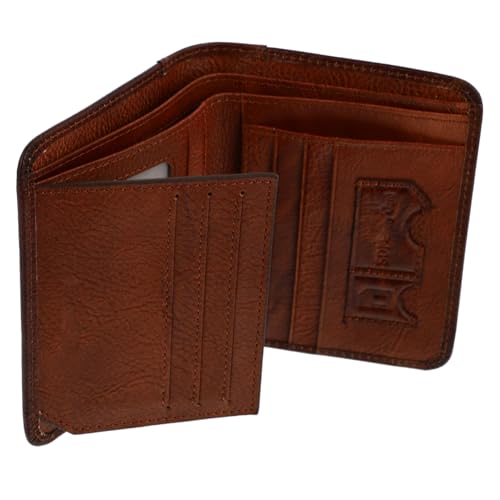 Genuine Leather Theft Wallet for Men Portable Cash Coin Storage Bag Business Card Holder Lightweight Fold Design and Wear Resistant Brown Wallet for Daily Use and Travel