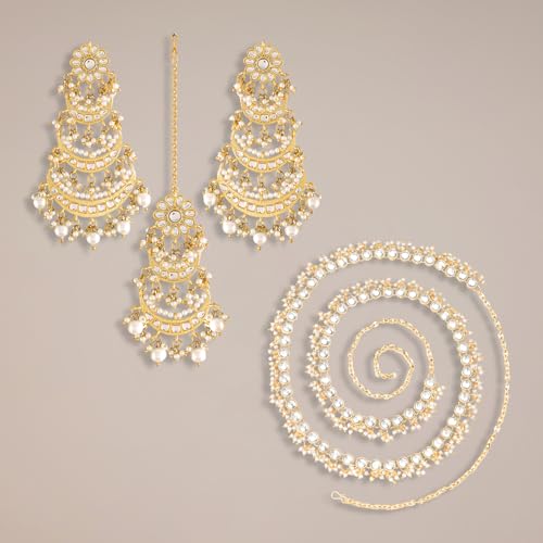 Image of Peora Kundan Faux Pearl Traditional Jewellery Set Gift for Women