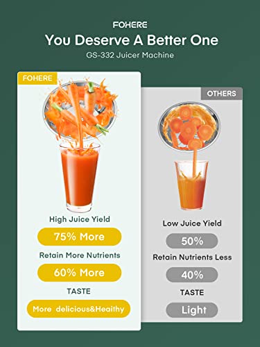 Juicer Machines, Fohere 1000W Juicer Whole Fruit And Vegetables, Quick Juicing Easy To Clean, 75Mm Large Feed Chute, Dual Speed Setting And Non-Slip Feet, Silver #TOP5