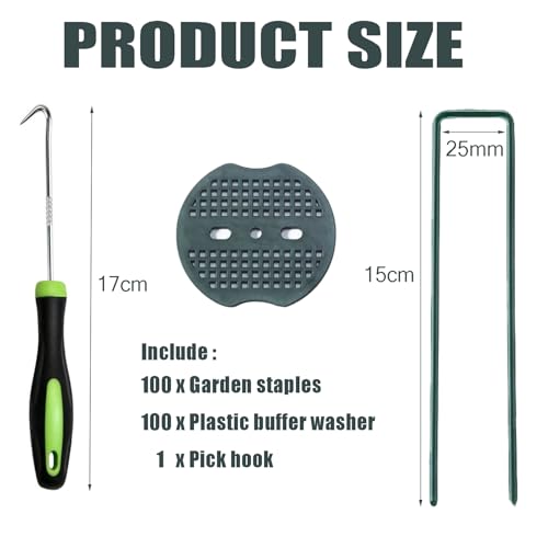 Cobenga 100 Stück U-förmige Gartenheringe, 150 mm, U-förmige, robuste Unkrautvliesheringe, verzinkter Stahl, Metall-Gartenheringe, Kunstrasenheringe, Stifte für Unkraut, Gewebe, Matten, Kunstrasen