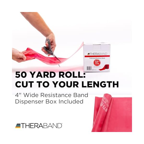 THERABAND Resistance Band, 50-Yard Roll, Latex Elastic Band for Exercise, Stretching, Physical Therapy, Yoga, Pilates, Home Workouts, Cut-to-Length, Color-Coded Levels - Image 2