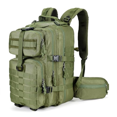 MIRACOL Outdoor Tactical Backpack Military - Army Style MOLLE Survival Rucksack for Men - 3 Day Assault Pack for Travel Hiking Hunting Camping Gym Army Green