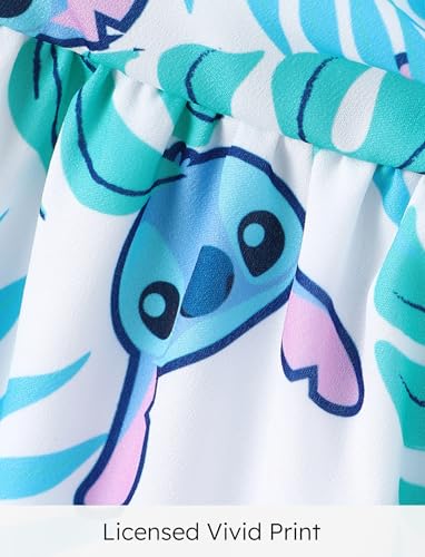 Disney Stitch Minnie Mouse Princess Frozen Girls Tie Back Dress Tween Kids Off Shoulder/Short Sleeve Smocked Outfit 2-13Years3