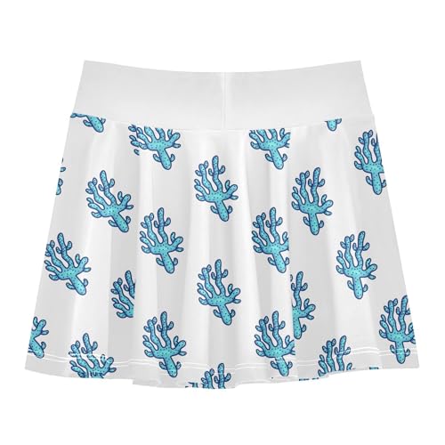 Girls Skorts High Waist Athletic Skirts with Shorts Blue Coral Stretchy Teens Performance Tennis3