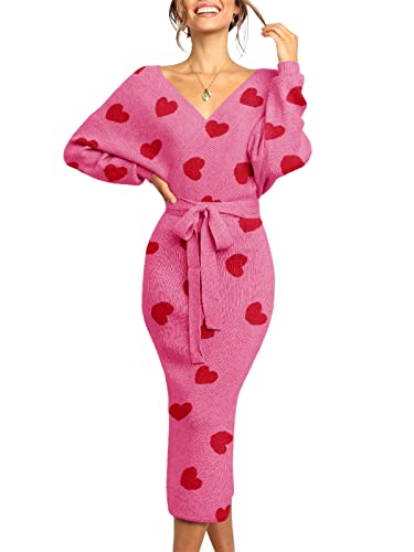 Image of Chang Yun Women's Long Maxi Sweater Dresses Sexy Wrap Batwing V Neck Slit Open Back Holiday Bodycon Dress with Belt