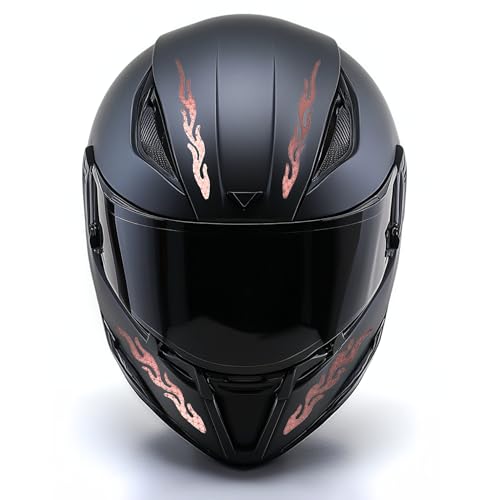 Image of customTAYLOR33 High-Intensity Grade Premium Reflective Tribal Flame Helmet Decals, Motorcycle Safety Sticker Decals (Special Edition Light Pink)