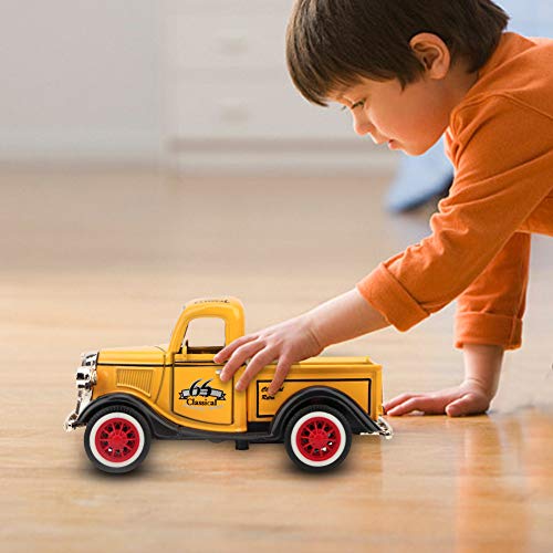 Pull Back Car Toy, Alloy Pickup Truck Model Diecast Toy Sound Light Car Vehicle Toys Pickup Truck Toy (Yellow) #TOP1