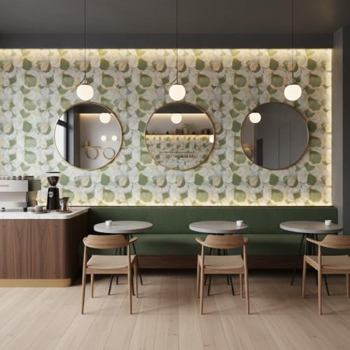 Image of Green Floral Wallpaper for Walls | Peel and Stick Self Adhesive Wall Sticker | Waterproof PVC Vinyl Decorative Wall Decor for Home, Living Room, Bedroom & Office (45x300 cm)