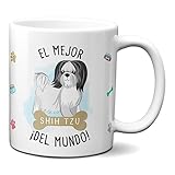 Planetacase Taza el Mejor shih tzu del Mundo Regalo Original Taza Perro Ceramica 330 mL