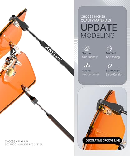 Image of ANYLUV Rimless Blue Light Glasses for Women /Men, Fashion Lightweight Blue Light Blocking Glasses with Stylish Metal Temples