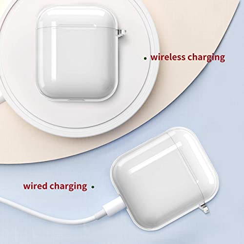 Image of FOLX FAC70 AirPods 1&2 GEN Soft Silicone Protective Case 3D Design Shockproof Case Cover with Anti-Lost Metal Keyring Compatible for Apple AirPods 1&2 Generation (Transparent TPU)