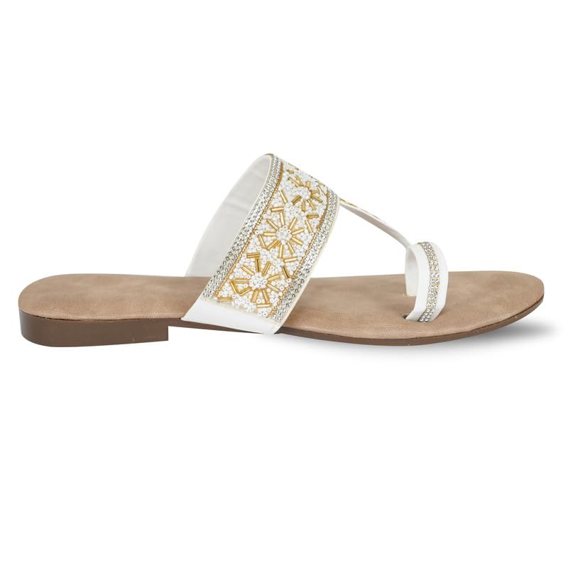 Image of DFR Flip Flops for Women Daily Use Comfortable Ethnic Embroidered Girls Slippers flipflops chappals