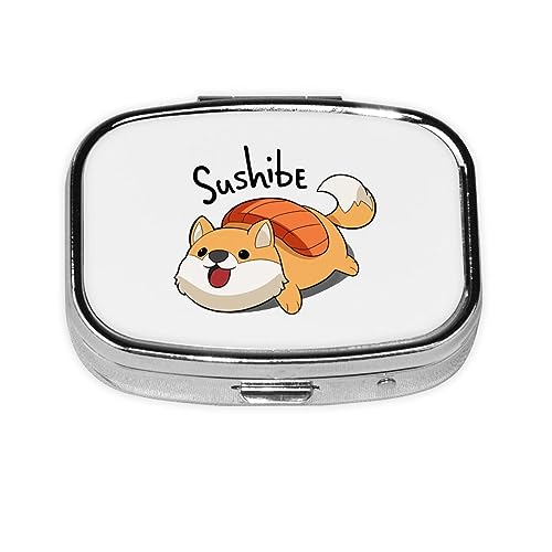 ピルケース 薬ケース 柴犬 寿司 小型 豆柴 スクエアピルボックス ピルボックス 小さなピルボックス ミニピルボックス ミニ薬箱 携帯ピルケース 収納ボックス 小物入れ 携帯用 くすり整理 人気 長方形 薄型 コンパクト 小型 おしゃれ くすり整理 ピルミ