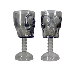 スカル プラスチック ワイングラス(Smoke）