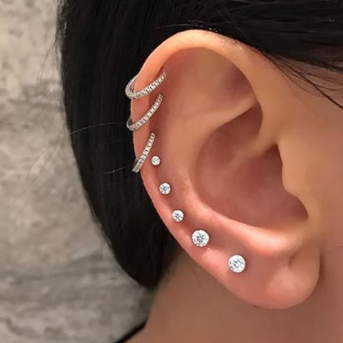 LOMISS BRINCOS FEMININOS PIERCING HELIX CONCH PIERCING LABRET PONTO DE LUZ TITÂNIO ZIRCÔNIA 1/1.2x6/