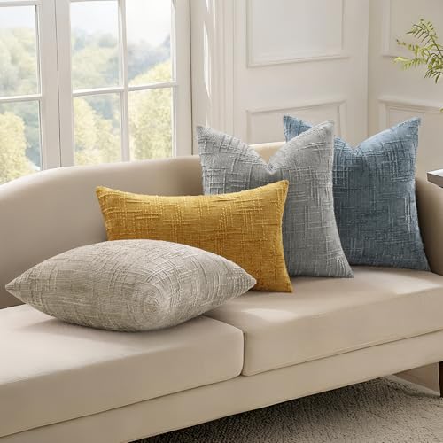 decorUhome Summer Mustard Yellow Chenille Throw Pillow Covers 12x20 Set of 2 Textured Soft Cozy Slubby Couch Pillow Covers Modern Farmhouse Boho Decorative Pillow Cases for Bed Sofa Living Room by decorUhome - Image 4