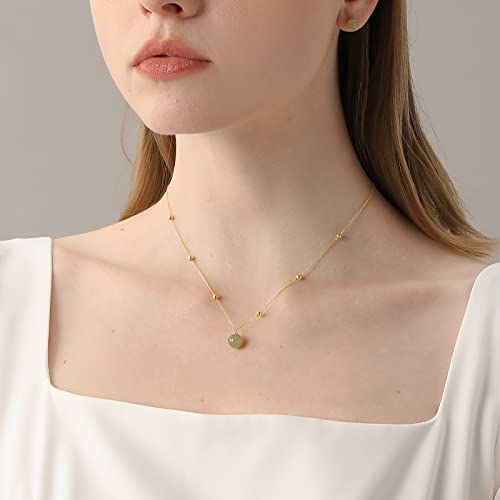 Daumier Hetian Jade Pendant Necklace 14K Gold For Women Natural Jade Ball Green Choker Necklace Handmade Jewelry Valentine Birthday Gift For Her #TOP1