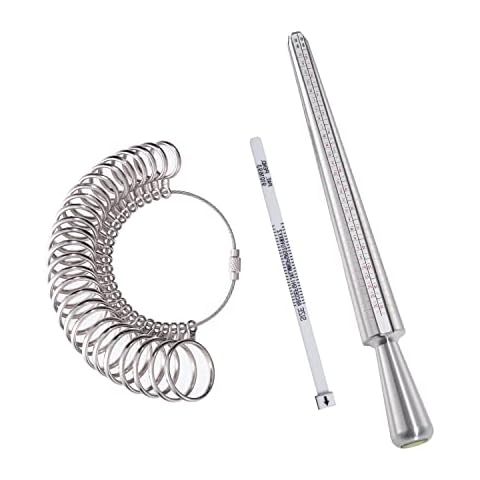 Meowoo Ringstock Ringgrössenmesser Metall Oder Kunststoff Ringmaßband Ringmaß Ringmesser, Größenstandard UK, EU, USA, Schweiz(Metall Ringstock Set) Cover