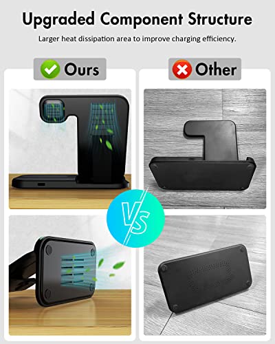Charger Station For Apple Multiple Devices, 3 In 1 Fast Wireless Charger Stand Dock Foldable For Iphone 14 13 12 11 Pro X Xs 8 Plus Apple Watch Series 8 7 6 Se 5 4 3 2 & Airpods 3/2/Pro With Adapter #TOP6