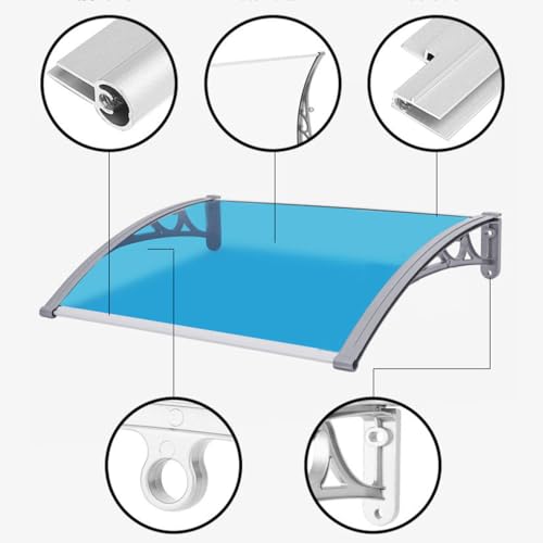 Toldo Curvo para Porche, Cubierta Transparente para Puerta Principal, protección contra la Lluvia, contra Rayos UV, Lluvia y Nieve, Soporte de Aluminio, Tablero de policarbonato, l