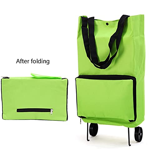 LICHUAN Einkaufstrolley mit Rollen, faltbar, große Kapazität, Grün – Bild 3