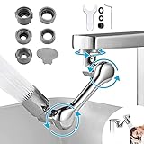 Universal Rotating Faucet Extender 1080° Large-Angle Rotating Robotic Arm Water Nozzle Faucet Adaptor, Faucet Aerator,Splash Filter Kitchen Tap Extend,Faucets Bubbler（ with 5 tap adapters ）