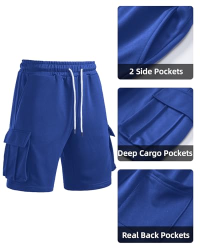 Image of Men's Cargo Sweat Shorts Casual Workout Athletic Jogger Gym SweatShorts