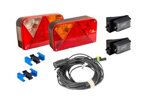 DOBPLAST Kit déclairage 2 Feux arrière 6 Fonctions 2 Feux de gabarit LED Faisceau 7m Prise 7 Broches connecteurs Rapides Set Complet arrière très Robuste...