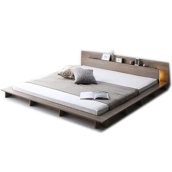 Amazon｜ベッドフレーム セミダブル ローベッド ステージベッド 宮付き