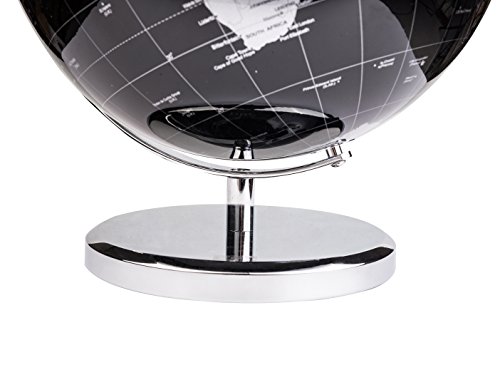 Exerz Metallic World Globe (Dia 12-Inch / 30cm) Black – Educational/Geographic/Modern Desktop Decoration - Stainless Steel Arc and Base/Earth World - Metallic Black - for School, Home, and Office - Thumbnail 4