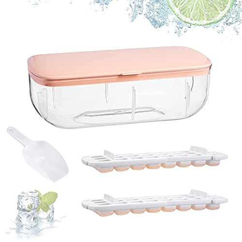 bac à glaçons silicone avec couvercle,boîte de moule à glaçons,Anyingkai Moule à glaçons, Bacs à Glaçons Avec Couvercle, Bac à Glaçons Réutilisable,Moule à Glaçons en Silicone,sans BPA (rose)