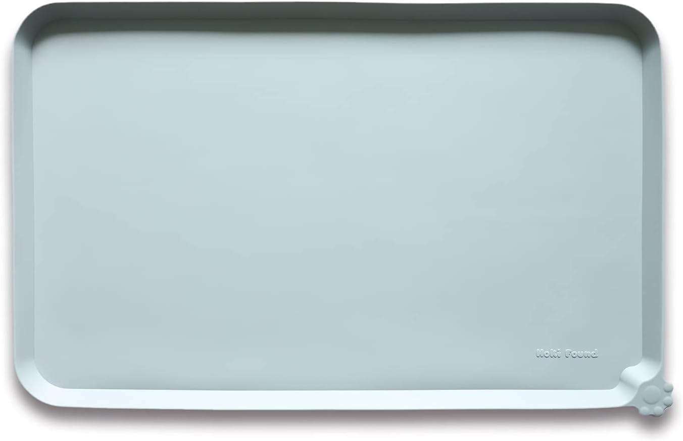 Hoki Found X-Large Non Slip Silicone Pet Food Mats - Tray for Dog Cat Bowl - Waterproof Dog Cat Food Mats for Carpet - Papayawhip