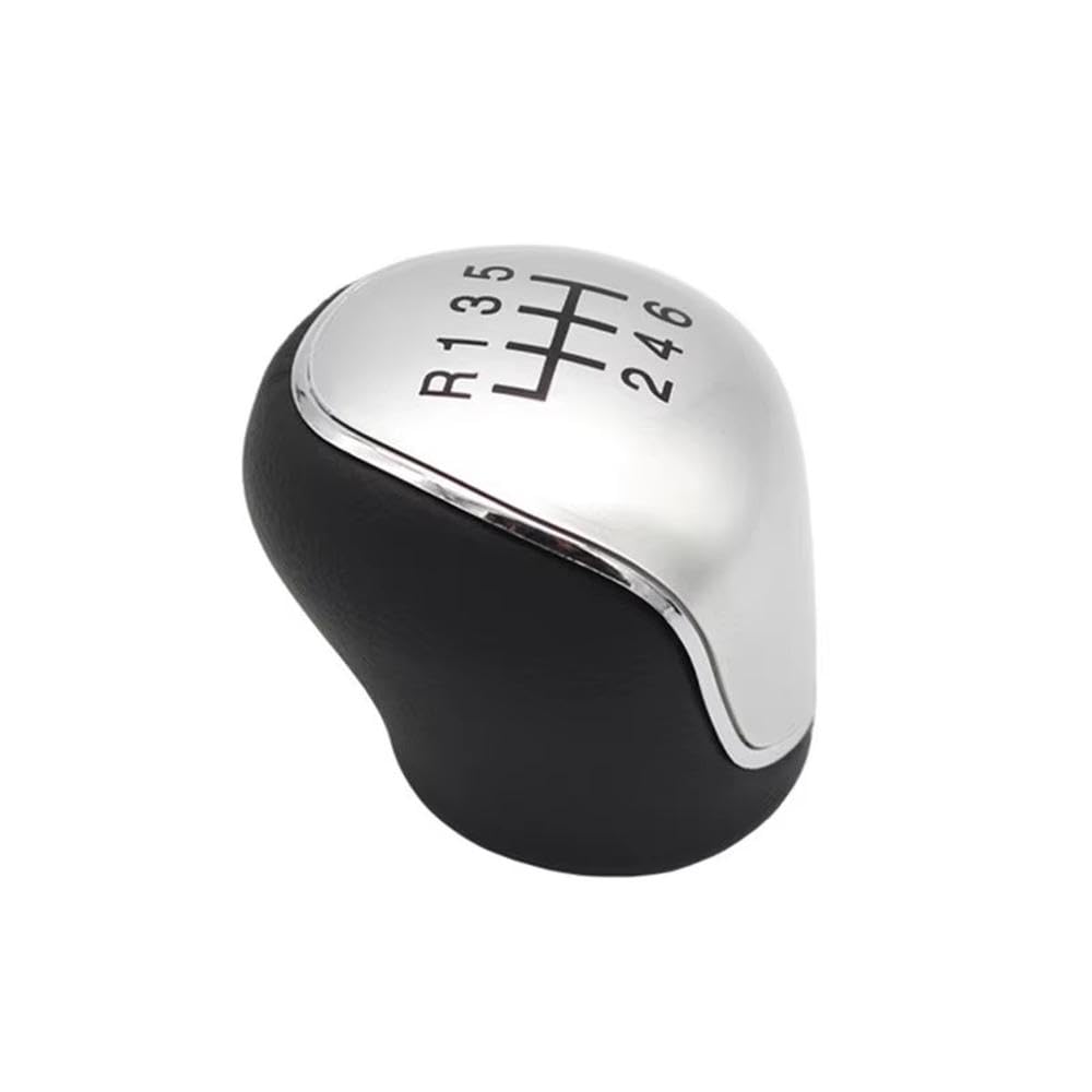 YDXHERTA Leather 5 6 Speed MT Gear Shift Knob for Focus Mk2 Mk3 for Mondeo Mk4 IV for Galaxy for Transit for Custom for Kuga Auto Parts(6 Speed Silver)