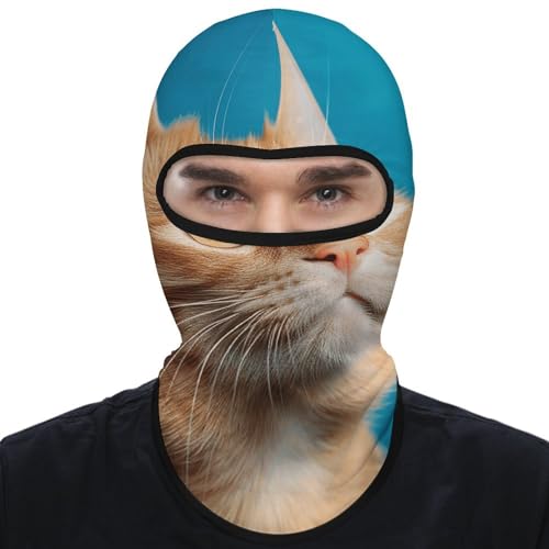 Balaclava mask para hombres y mujeres, máscara de esquí la gato mirando hacia arriba, máscara facial completa para ciclismo, estilo 1