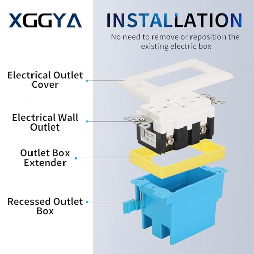 Single Gang Receptacle Outlet Box Extenders,Electrical Outlet Extender for Electrical Outlet Box & Electrical Outlet Switches,Gray,Blue,Yellow(1,4,6,12Pack) (Yellow, 12 Pack)