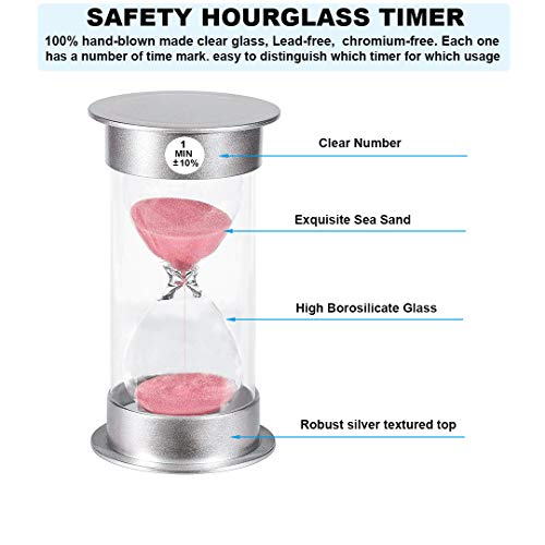 SuLiao 1 Minute Hourglass Timer Sand Clock, Unbreakable Pink Sand Watch one Minute, Colorful Plastic Hour Glass Sandglass for Kids, Games, Classroom, Decorative