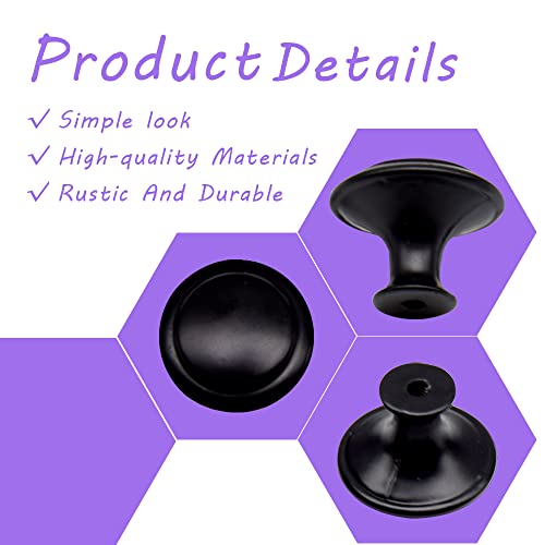 Yosawo 12 Pcs Vintage Cabinet Knobs Round Solid Knobs Handles with Screws for Cabinet Wardrobe, Drawer, Bathroom Racks (27mm/Black) - Image 3