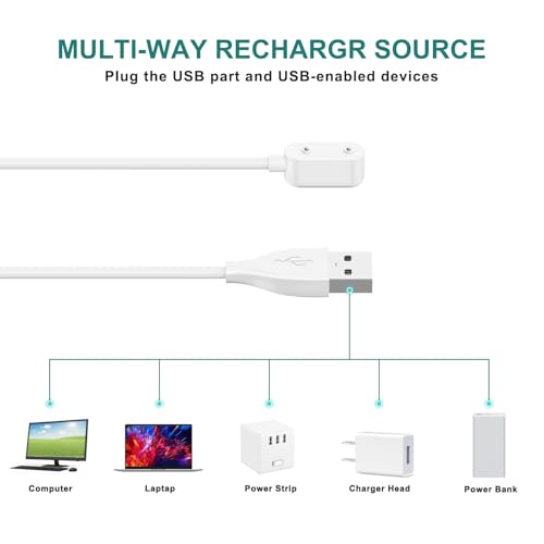 Image of Meliya Charging Cable for Huawei Band 10 9 8 7 6 / Honor Band 6 / Watch ES /Watch FIT,Fast USB Smart Watch Charging Cable Cord 3.3ft (100cm),White