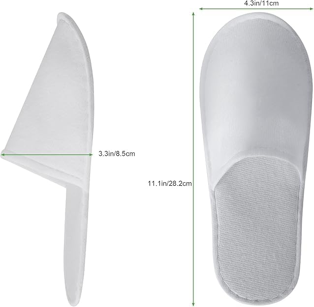 Lot de 20 paires de pantoufles jetables avec pochette pour invités, pantoufles en vrac pour hôtel, spa, voyage, maison sans chaussures, antidérapantes (blanc)