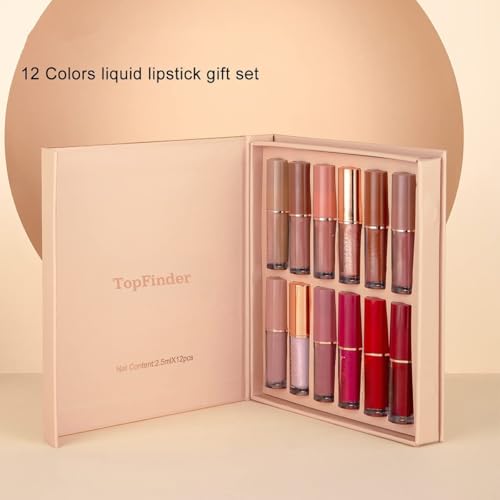 Image of Transfer-Proof Matte Lipstick Set, Waterproof, Long Lasting, Nude Shades, Liquid Smooth, Non-Stick, Professional- Pack Of 12Pcs
