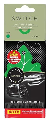 Image of SWITCH Car Air Freshener + Screen Cleaning Cloth Combo | Sport Fragrance Car Perfumes Luxury Hanging Perfume | Long Lasting Aroma | Refreshing Smell | Car Accessories Interior (Pack of 1)