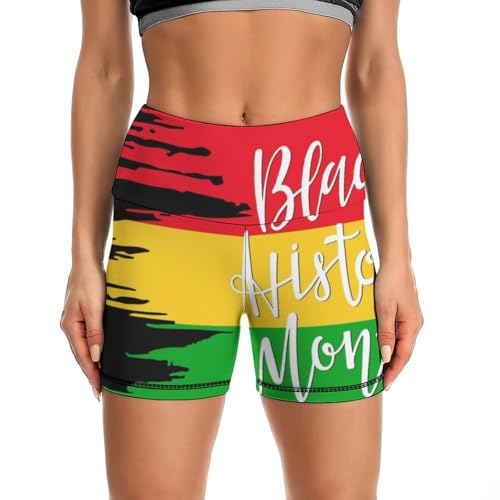 JYYAU Black History Month 2023 High Waist Yoga Shorts for Women Athletic Shorts Leggings Running Pants