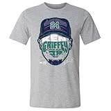 500 LEVEL Ken Griffey Jr. Seattle Player Silhouette Number Shirt (Heather Gray, X-Large)