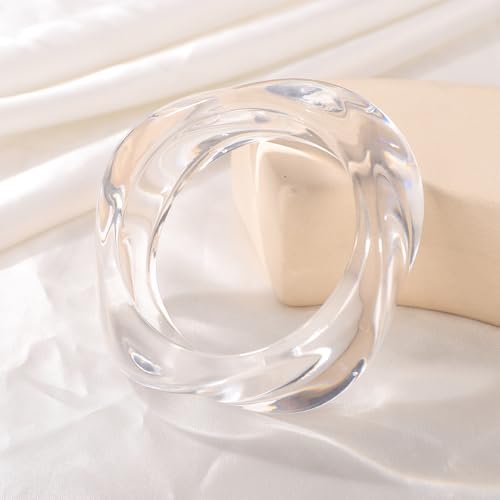 Image of JWICOS Resin Bangle Bracelet for Women Acrylic Cute Chunky Bracelet for Women Exaggerated Irregular Acrylic Resin Wristband Bracelet Bangle