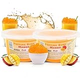 Fanale Popping Boba Pearls for Bubble Tea - 2 lb (1 lb X 2) | Mango | Bursting Boba Pearls Bubble 450g X 2 | Real Fruit Juice for Shakes, Dessert, Smoothie | FPB002-SP450 X 2